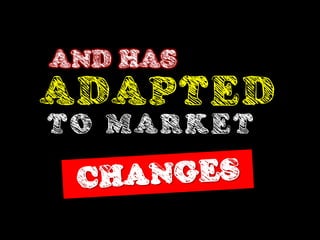 AND HAS
ADAPTED
TO MAR K ET
 