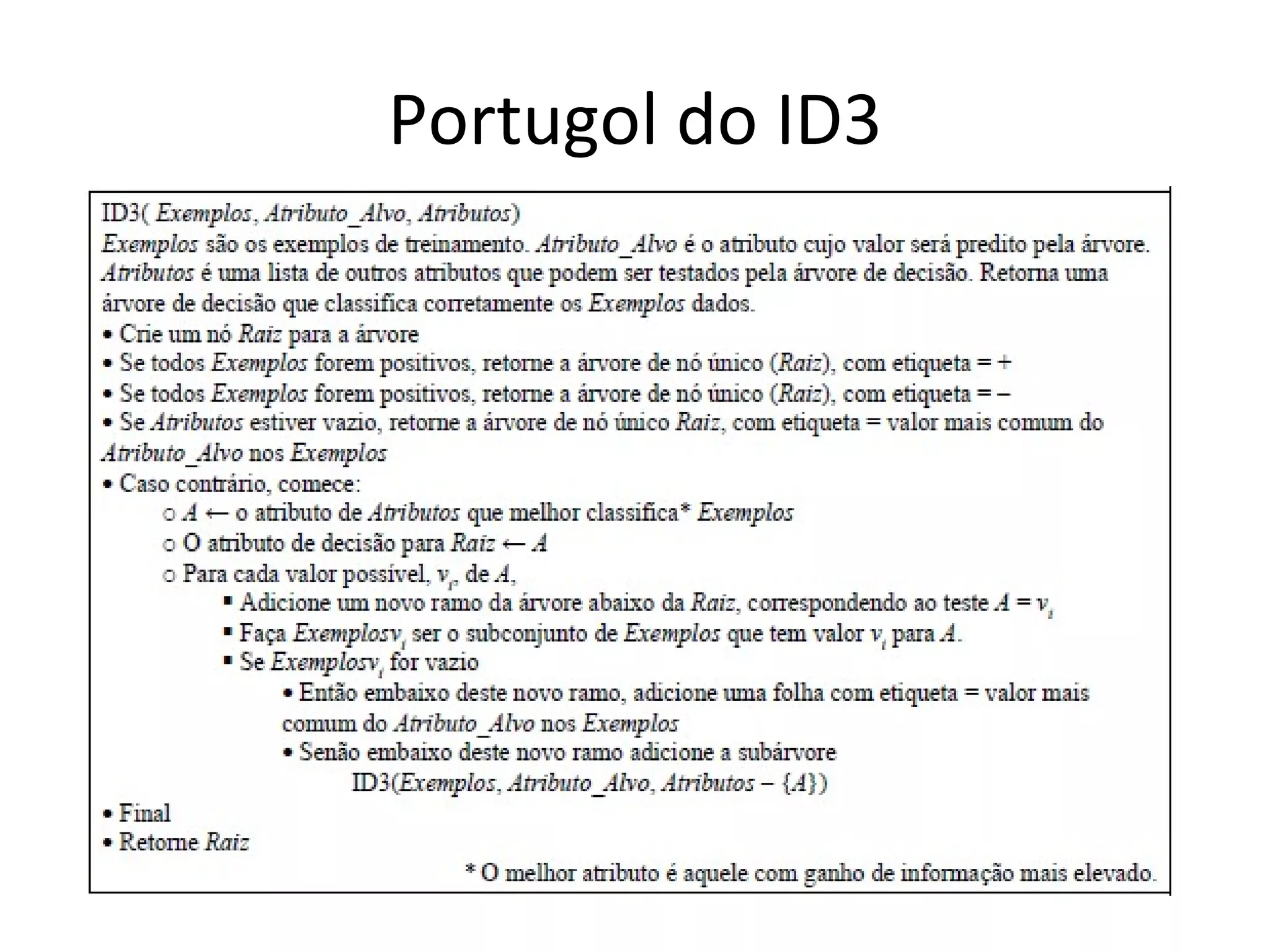 Portugol do ID3 