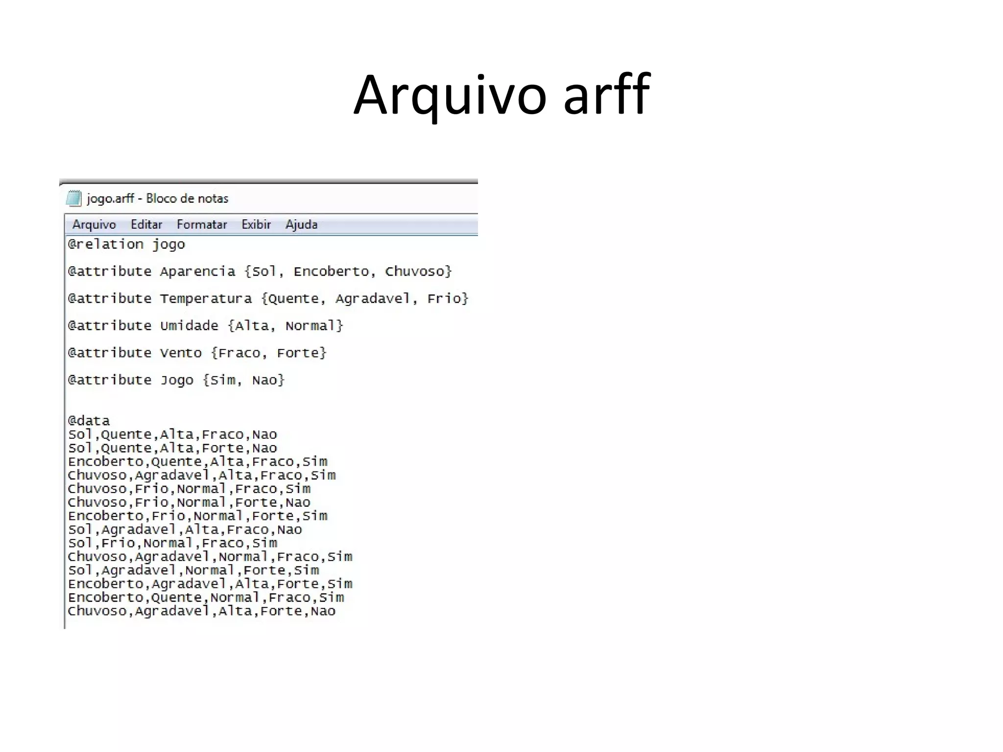Arquivo arff 