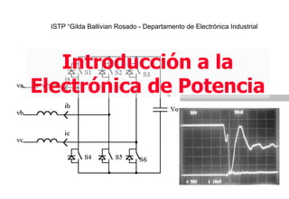 Introducción a la Electrónica de Potencia ISTP “Gilda Ballivian Rosado - Departamento de Electrónica Industrial 
