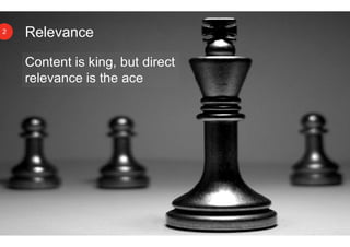 Relevance2
Content is king, but direct
relevance is the ace
 