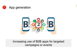 App generation7
Increasing use of B2B apps for targeted
campaigns or events
 