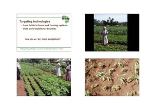 Targeting technologies
  - from fields to farms and farming systems
  - from silver bullets to ‘best fits’



       How do we ‘do’ local adaptation? 



Putting nitrogen fixation to work for smallholder farmers in Africa




                                                                      ??
 