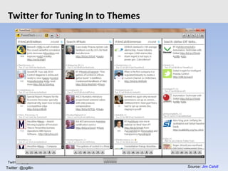 Twitter for Tuning In to Themes Source:  Jim Cahill Twitter: @pgillin 