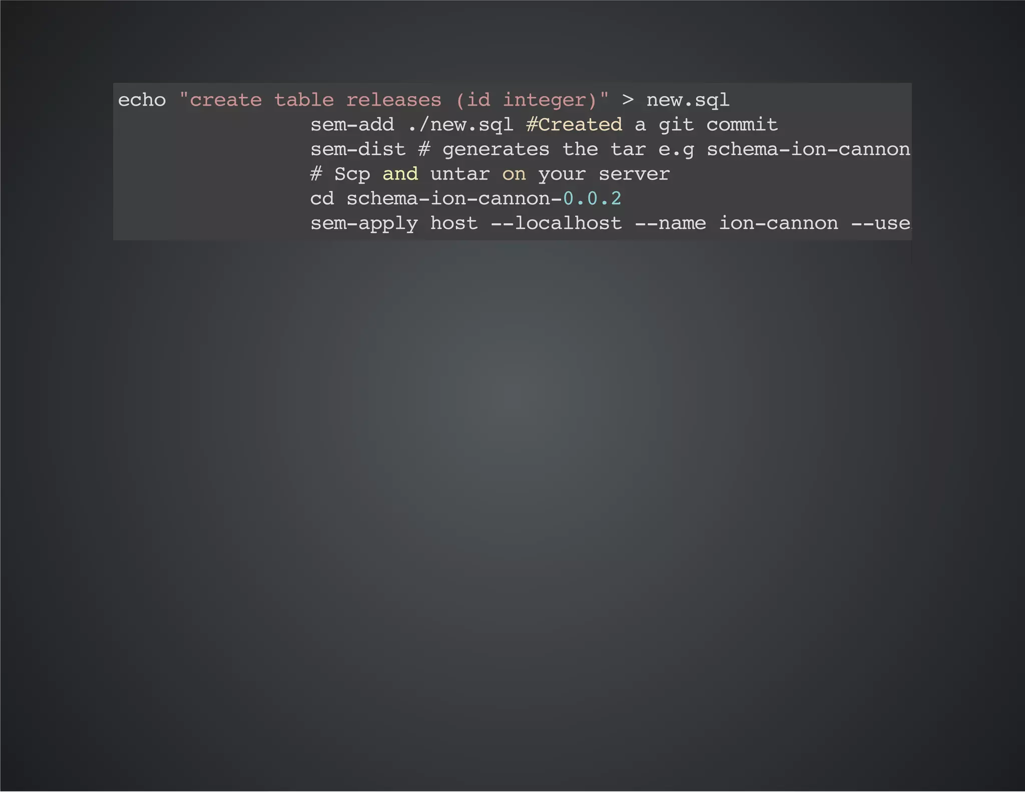 eh "raetberlae (ditgr">nwsl
co cet al eess i nee)
e.q
smad.nwsl#rae agtcmi
e-d /e.q Cetd
i omt
smds #gnrtstetregshm-o-ann...a.
e-it
eeae h a . ceaincno002tr
#Spadutro yu sre
c n na n or evr
c shm-o-ann002
d ceaincno-..
smapyhs -lclot-nm incno -ue incn
e-pl ot -oahs -ae o-ann -sr o-an

 