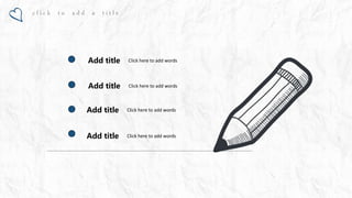 感谢您下载包图网平台上提供的PPT作品，为了您和包图网以及原创作者的利益，请勿复制、传播、销售，否则将承担法律责任！包图网将对作品进行维权，按照传播下载次数进行十倍的索取赔偿！
ibaotu.com
c l i c k t o a d d a t i t l e
Click here to add words
Add title
Click here to add words
Add title
Click here to add words
Add title
Click here to add words
Add title
 