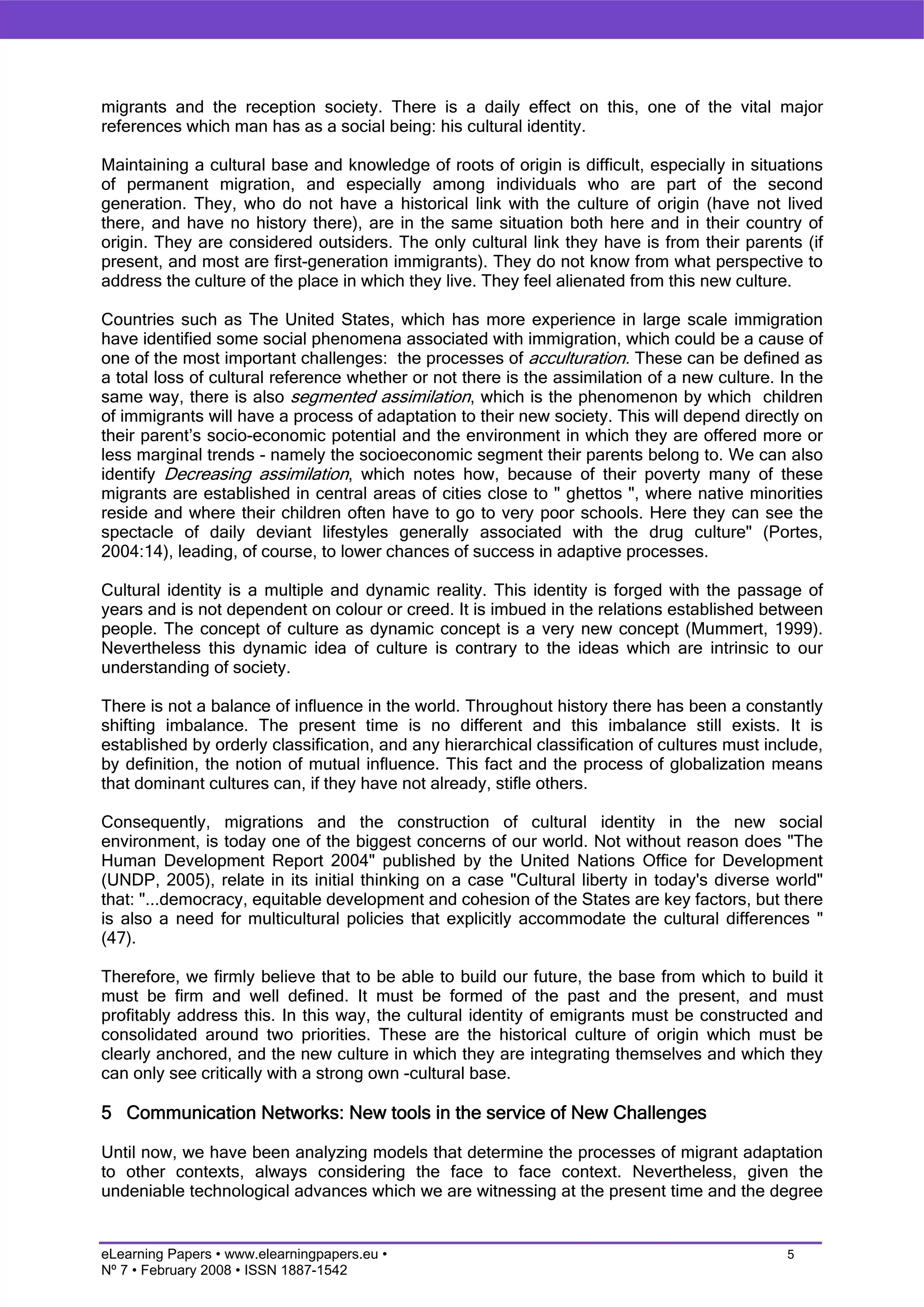 Migrations and the Net: new virtual spaces to build a cultural identity