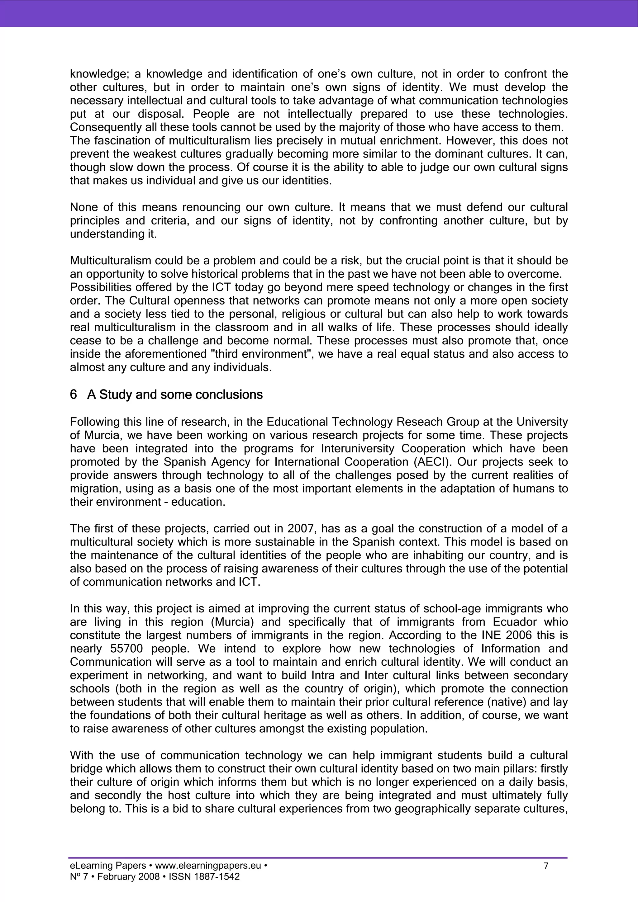 Migrations and the Net: new virtual spaces to build a cultural identity