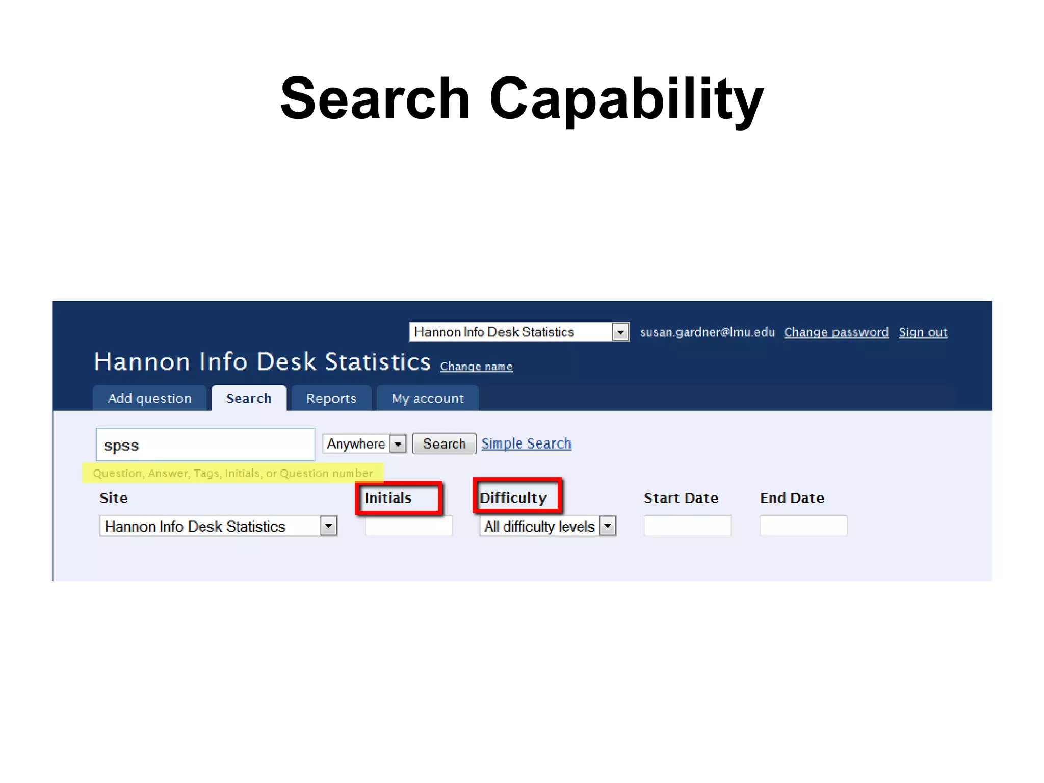 Search Capability
 