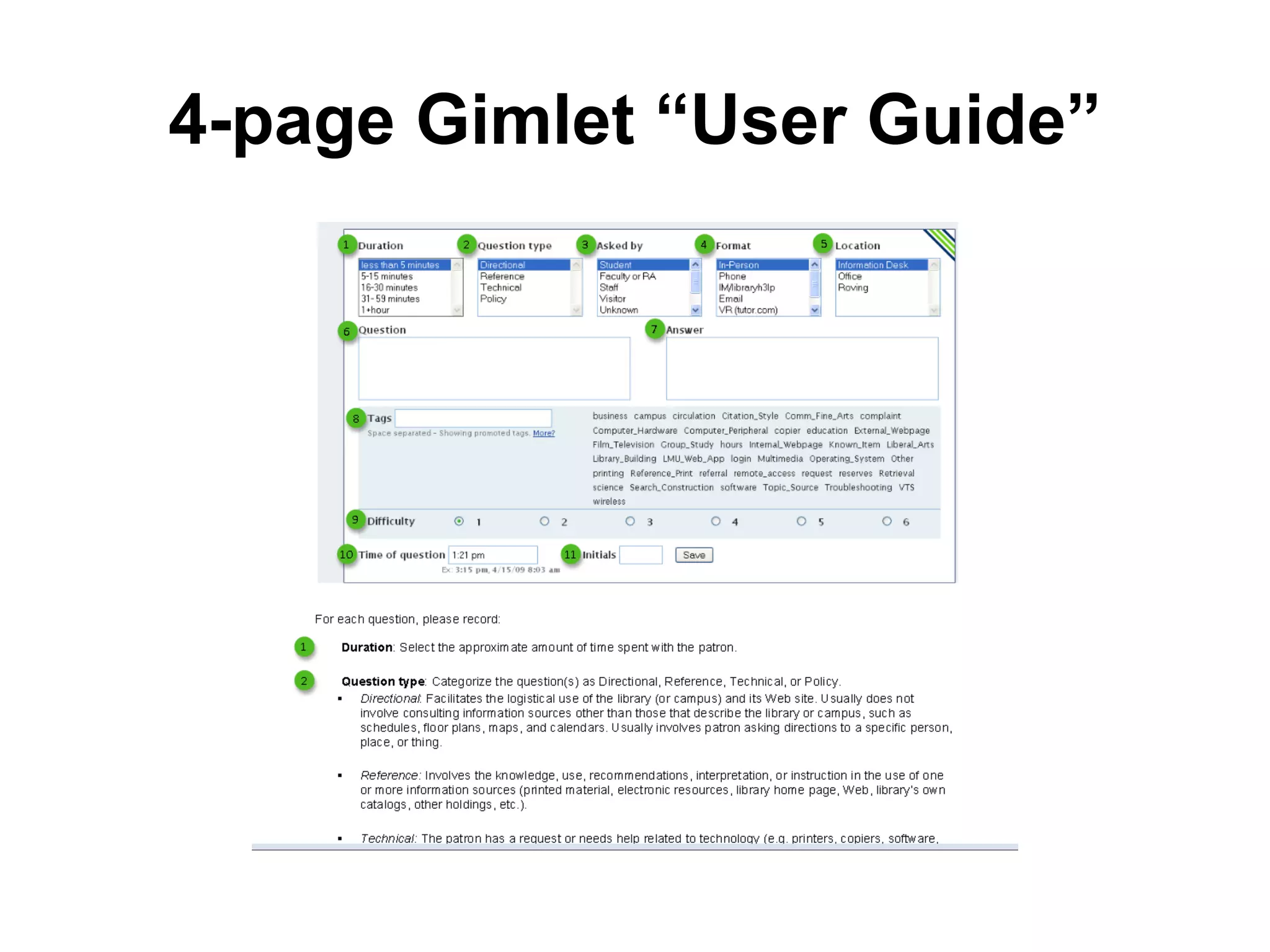 4-page Gimlet “User Guide”
 