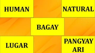 TAO HAYOP
BAGAY
LUGAR
PANGYAY
ARI
HUMAN NATURAL
 