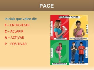 PACE
Inicials que volen dir:
E – ENERGITZAR
C – ACLARIR
A – ACTIVAR
P – POSITIVAR
 