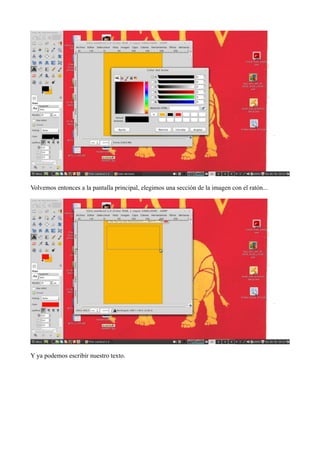 Volvemos entonces a la pantalla principal, elegimos una sección de la imagen con el ratón...
Y ya podemos escribir nuestro texto.
 