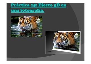 Práctica 15: Efecto 3D enPráctica 15: Efecto 3D enPráctica 15: Efecto 3D enPráctica 15: Efecto 3D en
una fotografía.una fotografía.una fotografía.una fotografía.
 