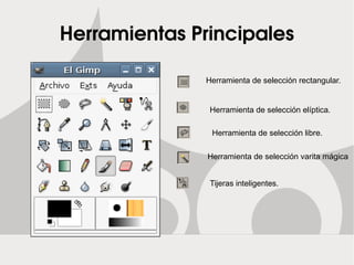 Introducción GIMP sirve para procesar gráficos y fotografías digitales. Los usos típicos incluyen la creación de gráficos y logos, el cambio de tamaño, recorte y modificación de fotografías digitales, la modificación de colores, la combinación de imágenes usando un paradigma de capas, la eliminación o alteración de elementos no deseados en imágenes o la conversión entre distintos formatos de imágenes.  GIMP es también conocido por ser quizás la primera gran aplicación libre para usuarios no profesionales o expertos. 