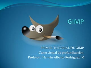 GIMP PRIMER TUTORIAL DE GIMP. Curso virtual de profundización. Profesor:  Hernán Alberto Rodríguez  M 