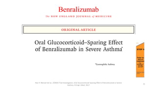 Benralizumab
Nair P, Wenzel Set al.; ZONDA Trial Investigators. Oral Glucocorticoid-Sparing Effect of Benralizumab in Severe
Asthma. N Engl J Med. 2017
31
*Eosinophilic Asthma
*
 