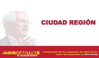 CIUDAD REGIÓN



Comparación de las propuestas de Jaime Castro
         contra las propuestas de Gina Parody
 