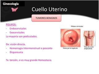 ALTERACIONES TRAUMÁTICASCuelloUterinoGinecología INCOMPETENCIA ITSMICOCERVICAL:Tiene como antecedente:Parto traumático 