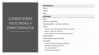 CONDICIONES
ASOCIADAS A
GINECOMASTIA
 