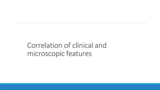 Correlation of clinical and
microscopic features
 