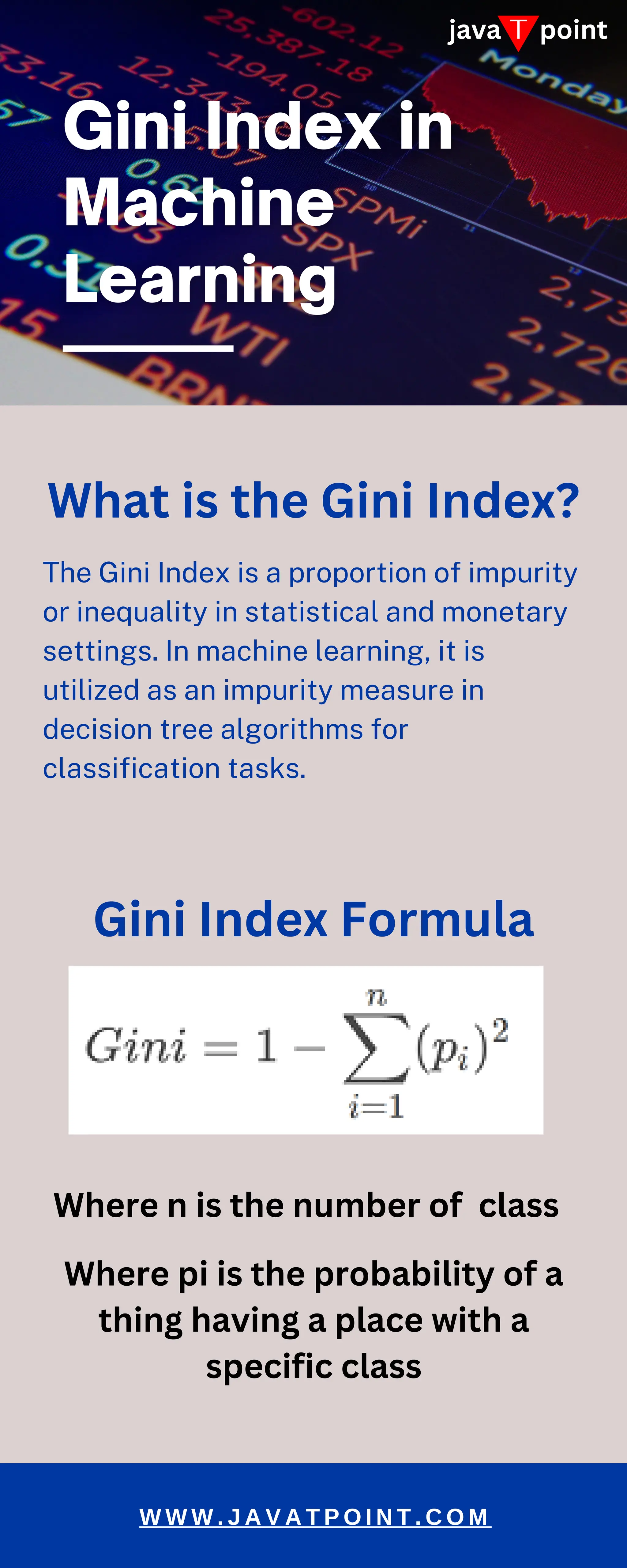 Gini Index formula Javatpoint PDF