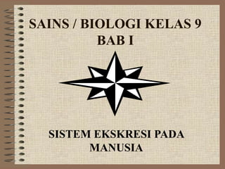 SAINS / BIOLOGI KELAS 9
          BAB I




  SISTEM EKSKRESI PADA
        MANUSIA
 
