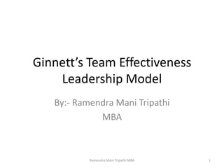Ginnett’s Team Effectiveness
Leadership Model
By:- Ramendra Mani Tripathi
MBA
1Ramendra Mani Tripathi MBA
 