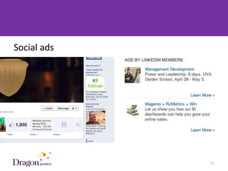 Social ads




3/25/2013    DRAGONSEARCH MARKETING I February 2013   51
 