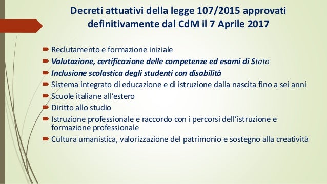 Gioacchino Genuardi, Legge 107 2015 Riflessioni su alcuni dei Decreti…
