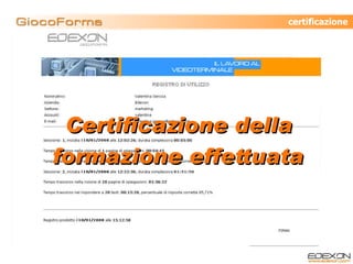 Certificazione della formazione effettuata certificazione 