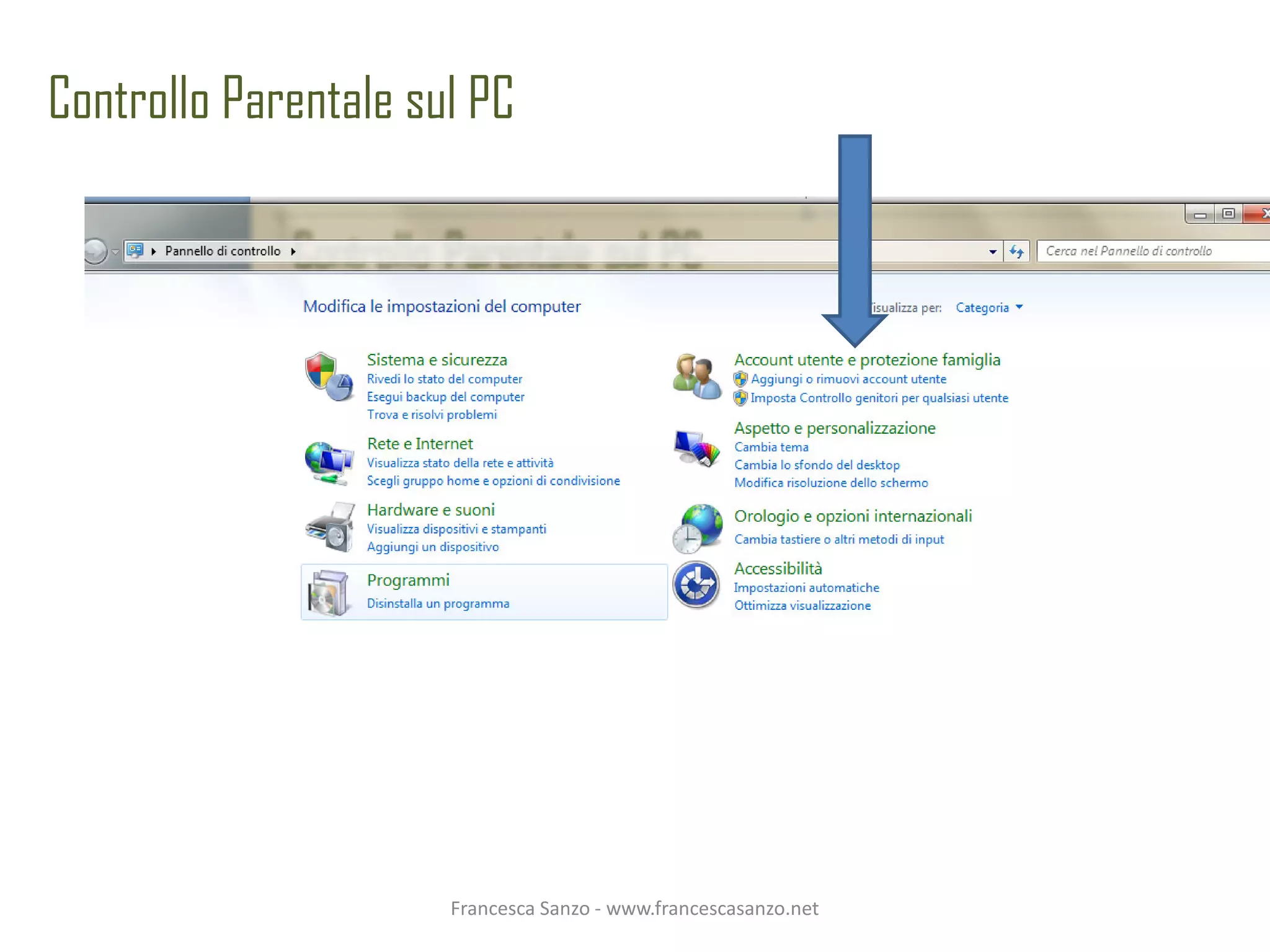 Controllo Parentale sul PC




                      Francesca Sanzo - www.francescasanzo.net
 