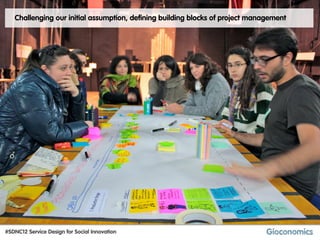 Challenging our initial assumption, defining building blocks of project management




#SDNC12 Service Design for Social Innovation
 