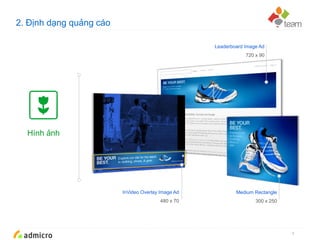 Google Confidential and Proprietary
2. Định dạng quảng cáo
6
Leaderboard Image Ad
720 x 90
Hình ảnh
InVideo Overlay Image Ad
480 x 70
Medium Rectangle
300 x 250
 