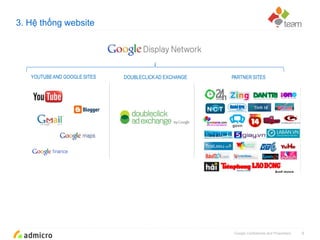 Google Confidential and Proprietary
3. Hệ thống website
9
YOUTUBEAND GOOGLE SITES DOUBLECLICKAD EXCHANGE PARTNER SITES
 