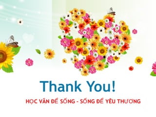 Thank You!
H C VĂN Đ S NG – S NG Đ YÊU TH NGỌ Ể Ố Ố Ể ƯƠ
 
