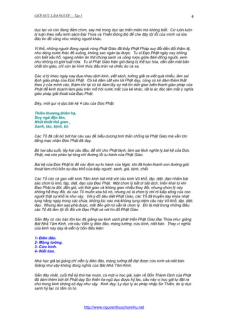 GIỚI ĐỨC LÀM NGƯỜI - Tập 1

4

dục lạc và còn đang đắm chìm, say mê trong dục lạc triền miên mà không biết. Cứ luôn luôn
lý luận theo kiểu kinh sách Đại Thừa và Thiền Đông Độ để che đậy tội lỗi của mình và lừa
đảo tín đồ cũng như những người khác.
Vì thế, những người đứng ngoài vòng Phật Giáo đã thấy Phật Pháp suy đồi đến đổi thậm tệ,
như dòng nước thác đổ xuống, không sao ngăn lại được. Tu sĩ Đạo Phật ngày nay không
còn biết xấu hổ, ngang nhiên ăn thịt chúng sanh và uống rượu giữa đám đông người, xem
như không có giới luật nữa. Tu sĩ Phật Giáo hiện giờ đang bị thế tục hóa, dần dần mất bản
chất tôn giáo, chỉ còn lại hình thức đầu tròn và chiếc áo cà sa.
Các vị tỳ kheo ngày nay đua nhau dịch kinh, viết sách, tưởng giải ra viết quá nhiều, làm sai
lệch giáo pháp của Đức Phật. Có kẻ dám cắt xén lời Phật dạy, cũng có kẻ dám thêm thắt
theo ý của mình vào, thậm chí lại có kẻ dám lấy sự mê tín dân gian biến thành giáo pháp của
Phật để kinh doanh làm giàu trên mồ hôi nước mắt của kẻ khác, rất là ác độc làm mất ý nghĩa
giáo pháp giải thoát của Đạo Phật.
Đây, mời quí vị dọc bài kệ 4 câu của Đức Phật:
Thiên thượng,thiên hạ,
Duy ngã độc tôn,
Nhất thiết thế gian ,
Sanh, lão, bịnh, tử.
Các Tổ đã cắt bỏ bớt hai câu sau để biểu dương tinh thần chống lại Phật Giáo mà vẫn lớn
tiếng mạo nhận Đức Phật đã dạy.
Bỏ hai câu cuối, lấy hai câu đầu, để chỉ cho Phật tánh, làm sai lệch nghĩa lý bài kệ của Đức
Phật, mà còn phản lại tông chỉ đường lối tu hành của Phật Giáo.
Bài kệ của Đức Phật là để xác định sự tu hành của Ngài, khi đã hoàn thành con đường giải
thoát làm chủ bốn sự đau khổ của kiếp người: sanh, già, bịnh, chết.
Các Tổ còn cả gan viết kinh Tâm kinh bát nhã với câu kinh Vô khổ, tập, diệt, đạo nhằm bài
bác chơn lý khổ, tập, diệt, đạo của Đạo Phật. Một chơn lý bất di bất dịch, triển khai từ khi
Đạo Phật ra đời, đến giờ, với thời gian và không gian nhiều thay đổi, nhưng chơn lý này
không hề thay đổi, dù các Tổ muốn xóa bỏ nó, nhưng nó là chơn lý chỉ rõ kiếp sống của con
người thật sự khổ là như vậy. Với ý đồ tiêu diệt Phật Giáo, các Tổ đã truyền dạy khóa nhật
tụng hằng ngày trong các chùa, không lúc nào mà không tụng niệm câu này Vô khổ, tập, diệt,
đạo. Nhưng làm sao phá được, mãi đến giờ nó vẫn là chơn lý. Đó là một trong những điều
các Tổ đã làm tội lỗi đối với Đạo Phật và với tín đồ Phật Giáo.
Gần đây có các bậc tôn túc đã giảng sai kinh sách phát triển Phật Giáo Đại Thừa như: giảng
Bát Nhã Tâm Kinh, với câu Viễn ly điên đảo, mộng tưởng, cứu kính, niết bàn. Thay vì nghĩa
của kinh này dạy là viễn ly bốn điều kiện:
1- Điên đảo.
2- Mộng tưởng.
3- Cứu kính.
4- Niết bàn.
Nhà học giả lại giảng chỉ viễn ly điên đảo, mộng tưởng để đạt được cứu kính và niết bàn.
Giảng như vậy không đúng nghĩa của Bát Nhã Tâm Kinh.
Gần đây nhất, cuối thế kỷ thứ hai mươi, có một vị học giả, luận về Bốn Thánh Định của Phật
đã dám thêm bớt lời Phật dạy Sơ thiền lìa ngũ dục được hỷ lạc, câu này vị học giả tự đặt ra
chứ trong kinh không có dạy như vậy. Kinh dạy: Ly dục ly ác pháp nhập Sơ Thiền, do ly dục
sanh hỷ lạc có tầm có tứ.

http://www.nguyenthuychonnhu.net

 