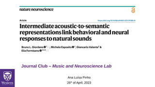 Ana Luísa Pinho
26th
of April, 2023
Journal Club – Music and Neuroscience Lab
 