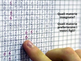 Quali materie
insegnate?
Quali materie
preferiscono i
vostri figli?
 