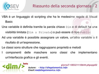 Riassunto della prima giornata Microsof Access è un RDBMS con interfaccia grafica che fonde l'architettura JET a una semplice interfaccia grafica 