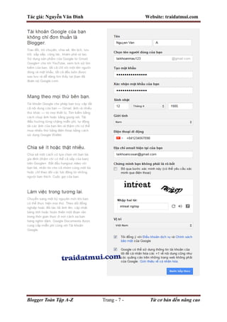 Tác giả: Nguyễn Văn Đình Website: traidatmui.com
Blogger Toàn Tập A-Z Trang - 7 - Từ cơ bản đến nâng cao
 