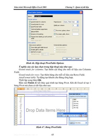 Giáo trình Microsoft Office Excel 2003 Chương V– Quản trị dữ liệu
http://www.ebook.edu.vn 45
Ý nghĩa của các lựa chọn tron...