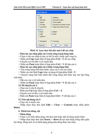 Giáo trình Microsoft Office Excel 2003 Chương II – Soạn thảo nội dung bảng tính
http://www.ebook.edu.vn 9
- Thao tác sao c...