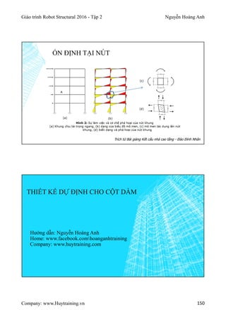 Giáo trình Robot Structural 2016 - Tập 2 Nguyễn Hoàng Anh
Company: www.Huytraining.vn 150
Trích từ Bài giảng Kết cấu nhà cao tầng - Đào Đình Nhân
ỔN ĐỊNH TẠI NÚT
THIẾT KẾ DỰ ĐỊNH CHO CỘT DẦM
Hướng dẫn: Nguyễn Hoàng Anh
Home: www.facebook.comhoanganhtraining
Company: www.huytraining.com
 
