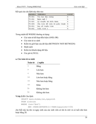 Giáo trình sql | PDF