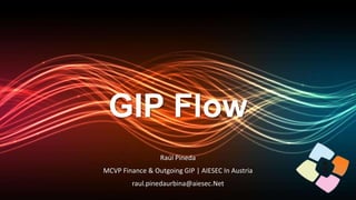 GIP Flow
                 Raúl Pineda
MCVP Finance & Outgoing GIP | AIESEC In Austria
         raul.pinedaurbina@aiesec.Net
 