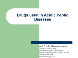 Drugs Used in Acidic Peptic Diseases (Pharmacology)