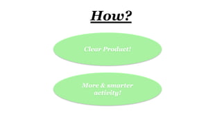 Clear Product!
How?
More & smarter
activity!
 
