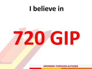 GROWING THROUGH ACTIONS
I believe in
720 GIP
 