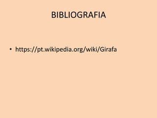 BIBLIOGRAFIA
• https://pt.wikipedia.org/wiki/Girafa
 